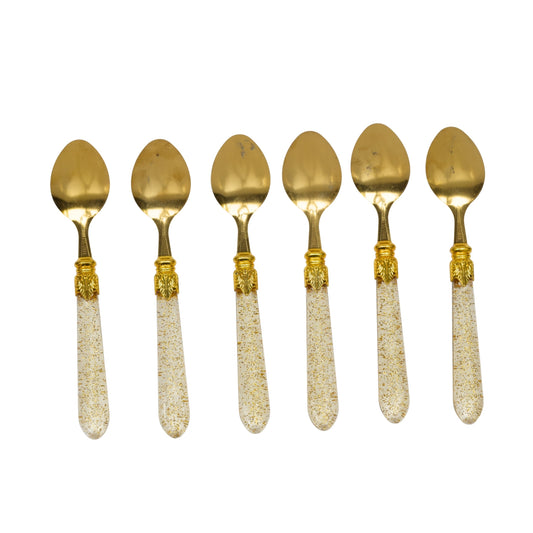 Premium Golden Diamond Cut Spoon Set (Pack of 6)