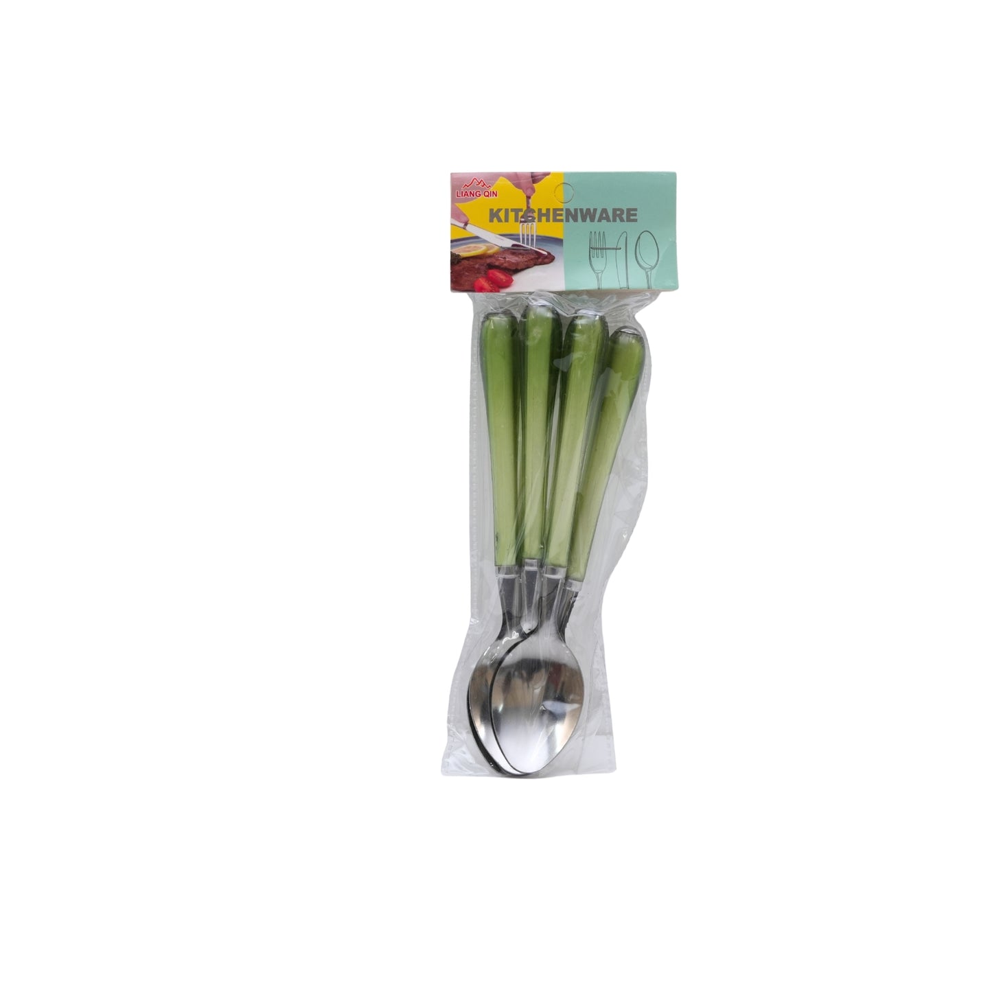 Modern Sage Green Resin Handle Stainless Steel Spoon Set
