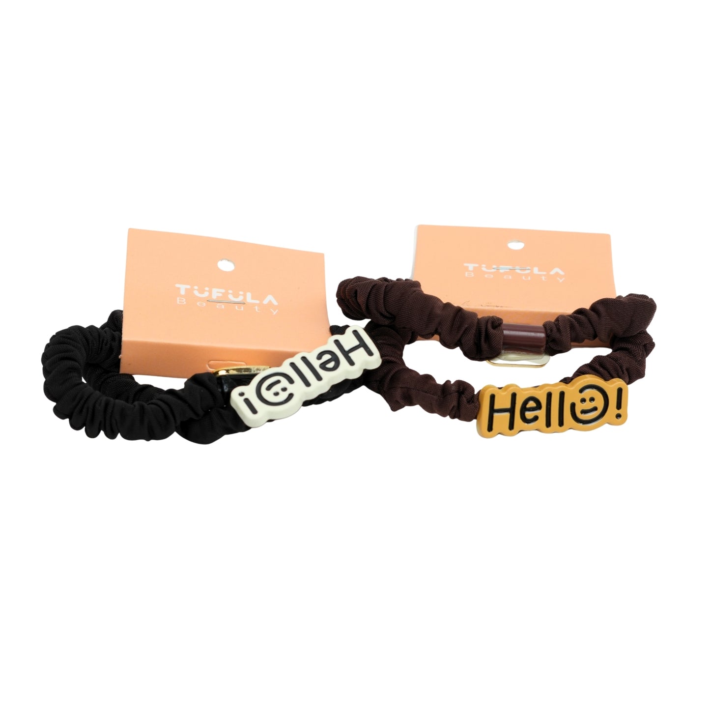 Neutral Tone Mini Scrunchies with Heart Detail ( Pack of 4 )