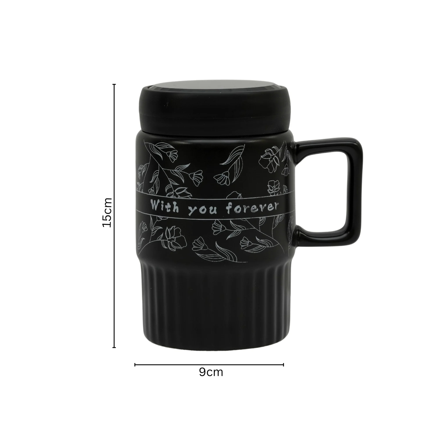 "With You Forever" Premium Ceramic Coffee Mug with Mirror Lid
