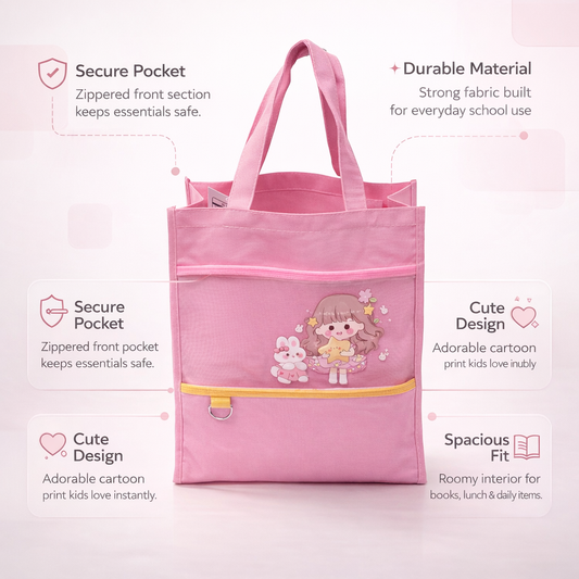 Cute Doll with Rabbit Printed Tote Bag