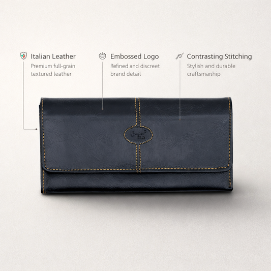 Black leather-style women's wallet/clutch