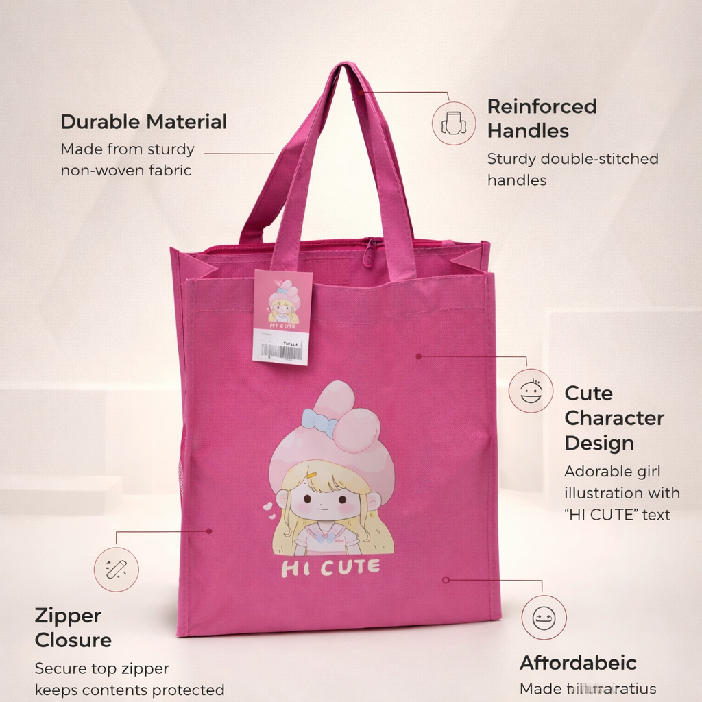 Pink cute & aesthetic tote bag for girls