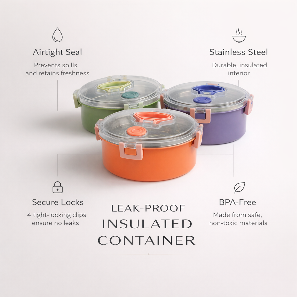 Circular air tight lunch box