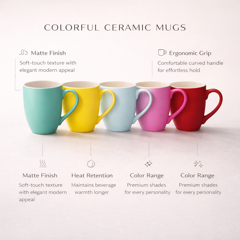 Ceramic Mugs In Solid Pastel Colors