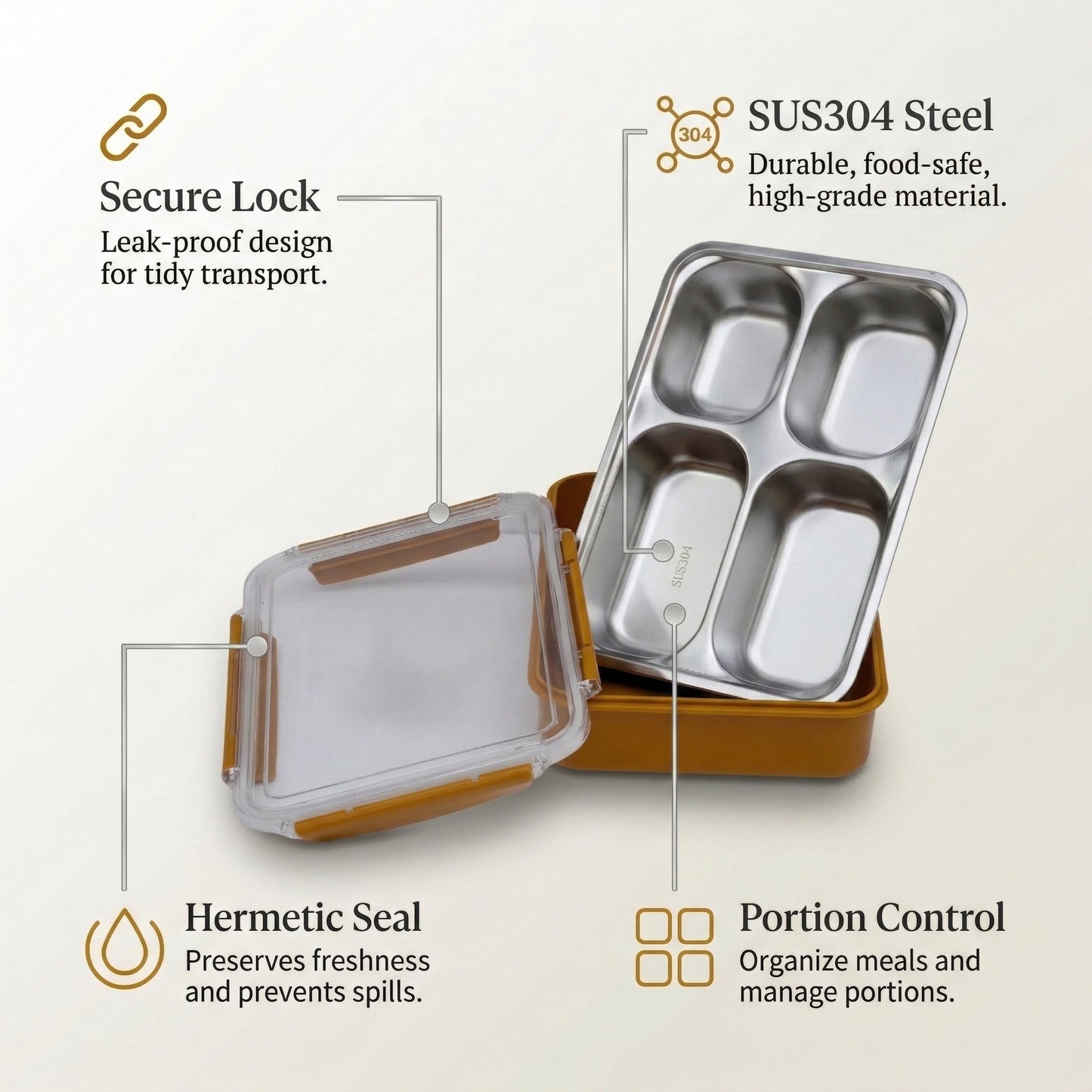 Premium stainless steel 4 compartment serving plate/thali
