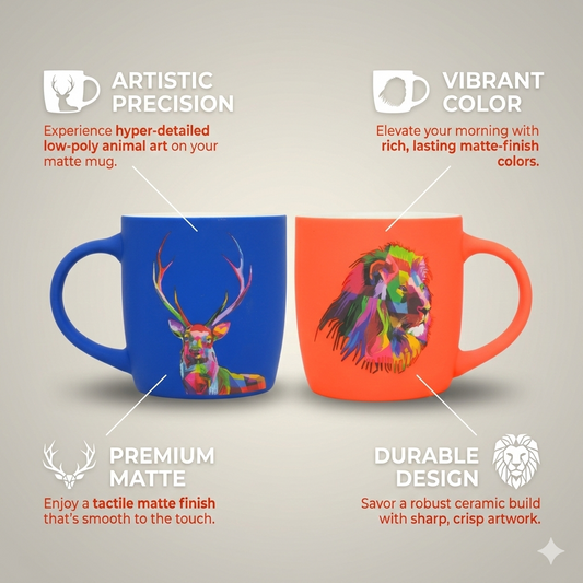 Modern Animal Tribe Series: Blue Stag Mug for Coffee & Tea