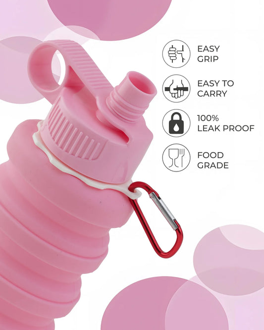Expandable Silicone Travel Bottle Pink – 500ML – TUFULA