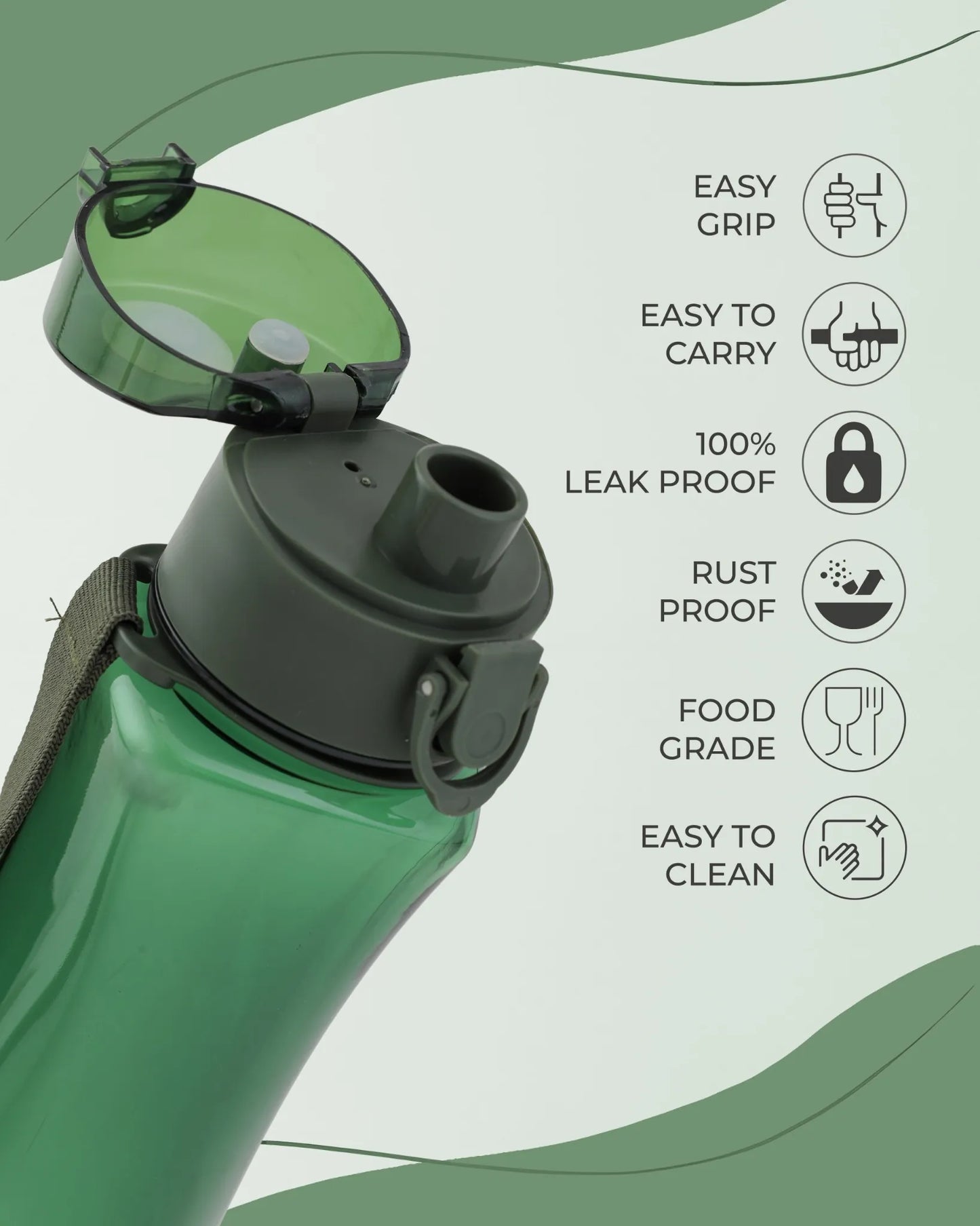 Leak-Proof Tritan Sports Bottle Green – 550ml – TUFULA