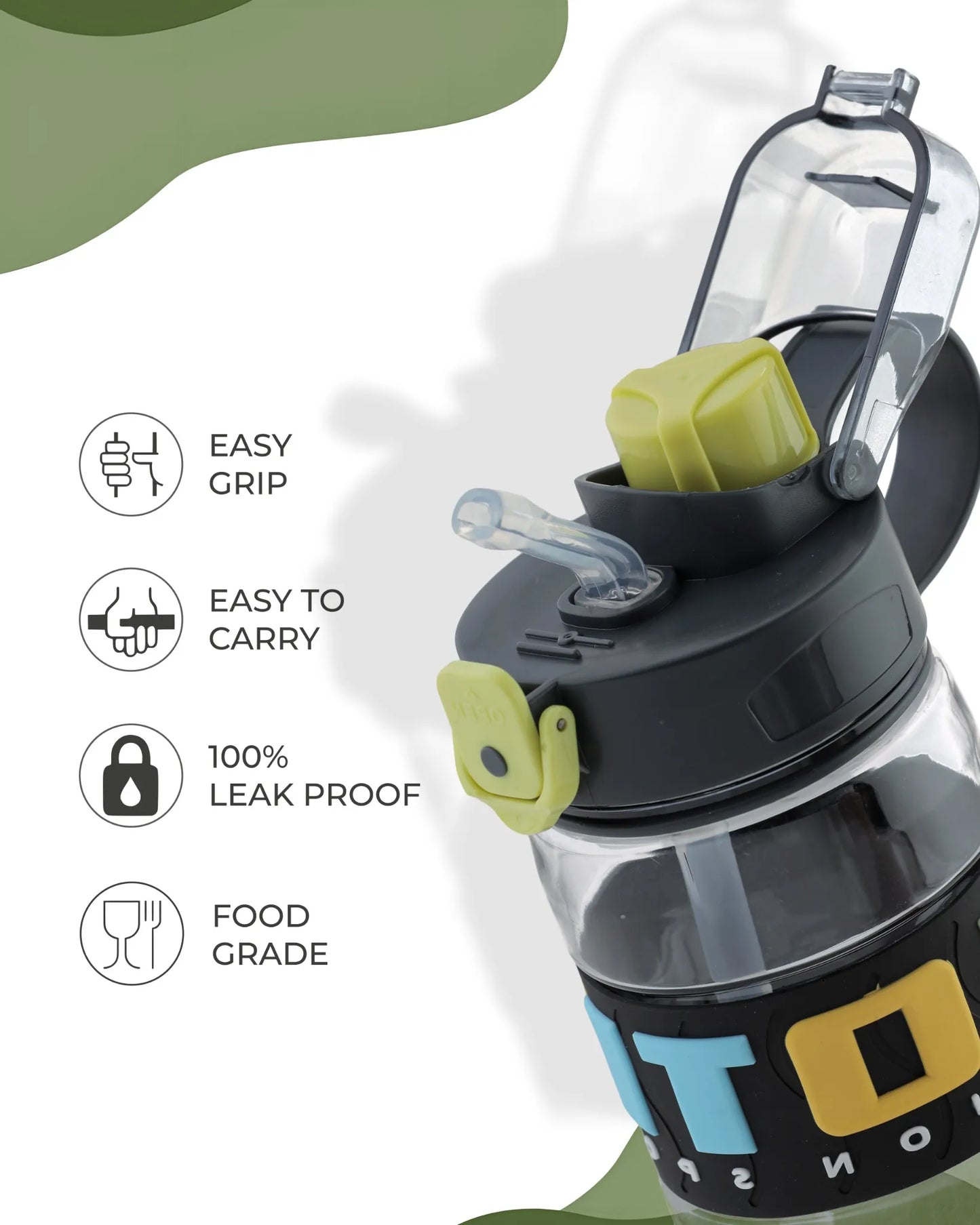 Stylish Straw Sipper Bottle Green – 1000ml – TUFULA