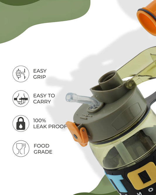 Stylish Straw Sipper Bottle Orange – 1000ml – TUFULA