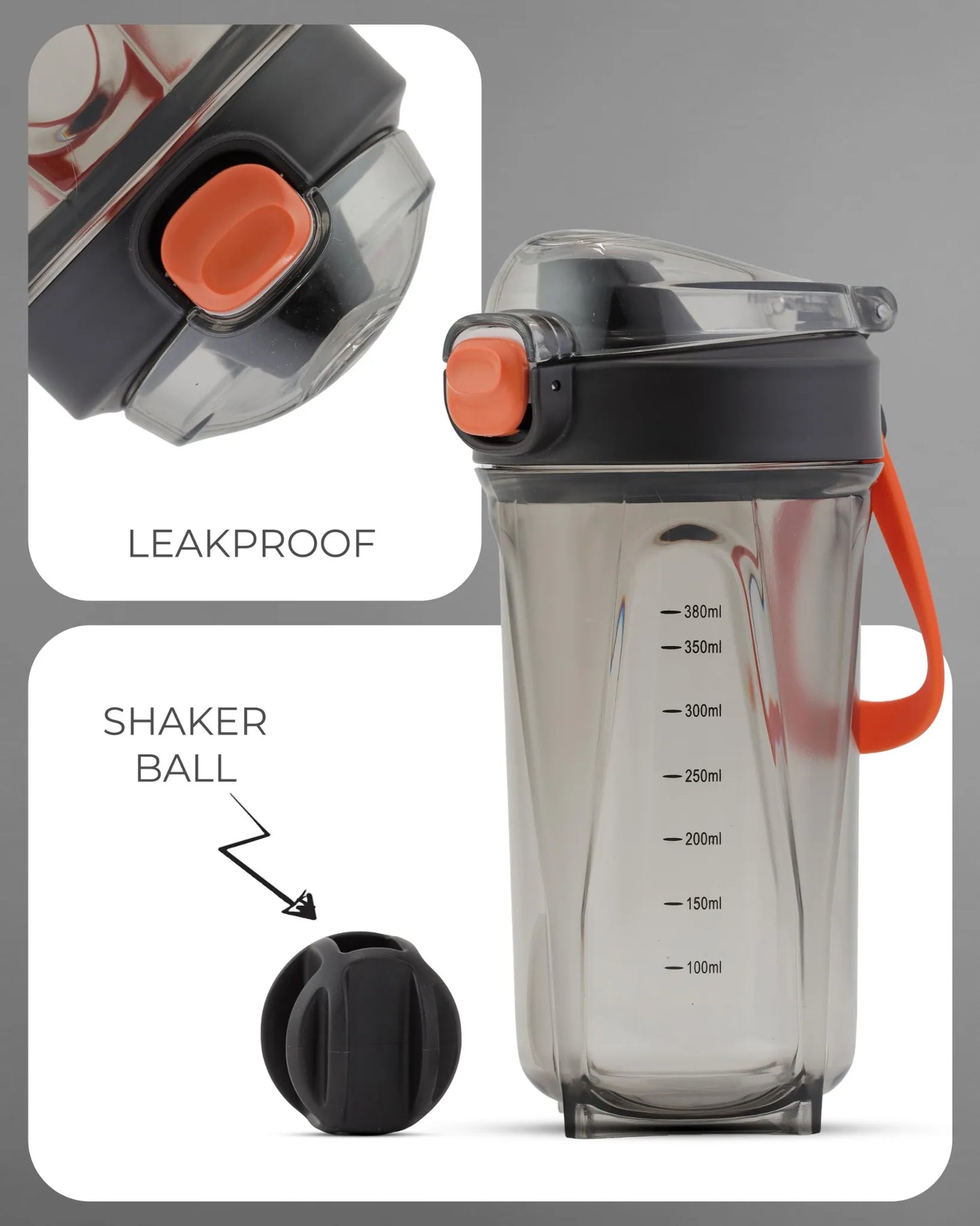 Protein Shaker Bottle Black – 380ml – TUFULA