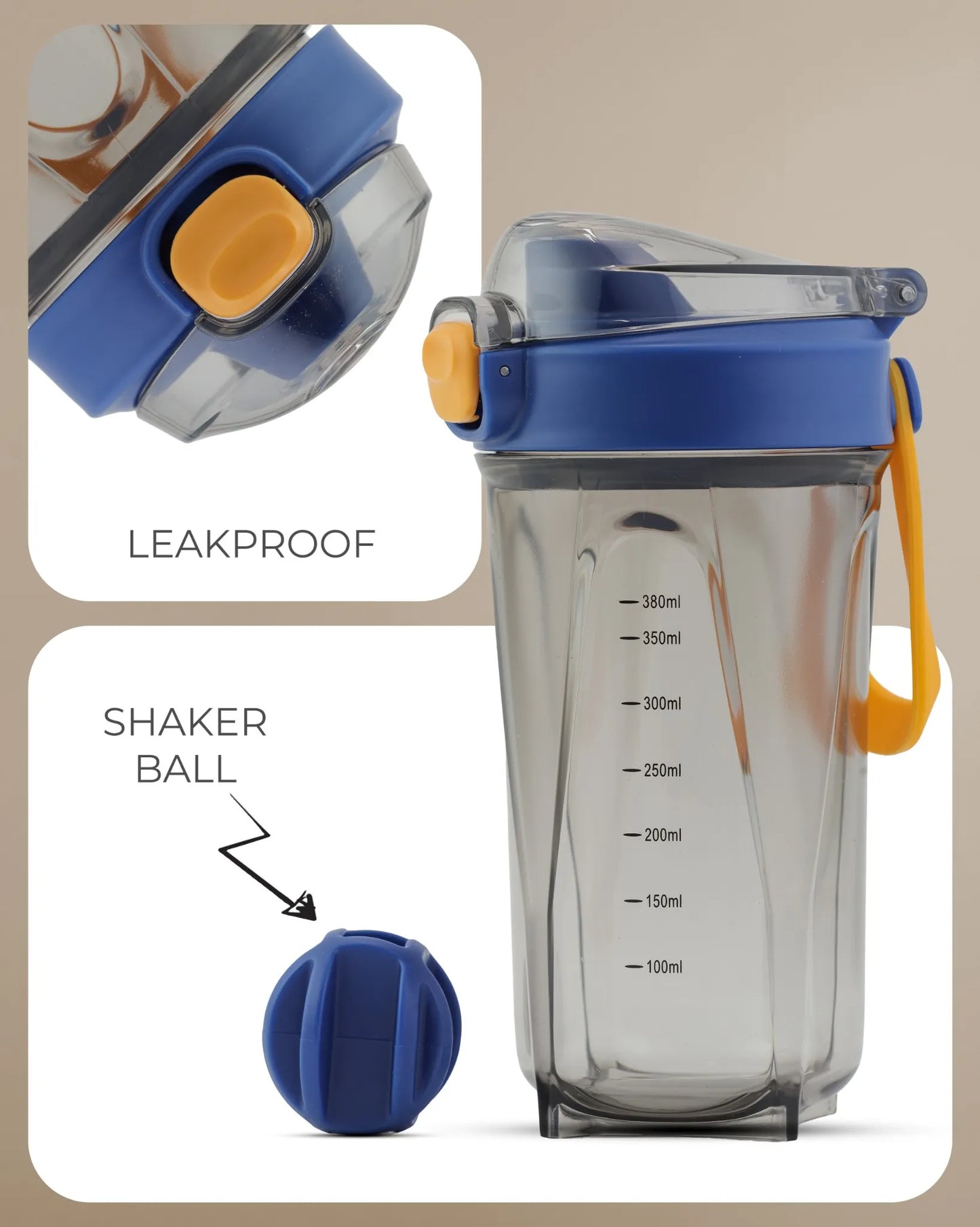Protein Shaker Bottle Blue – 380ml – TUFULA