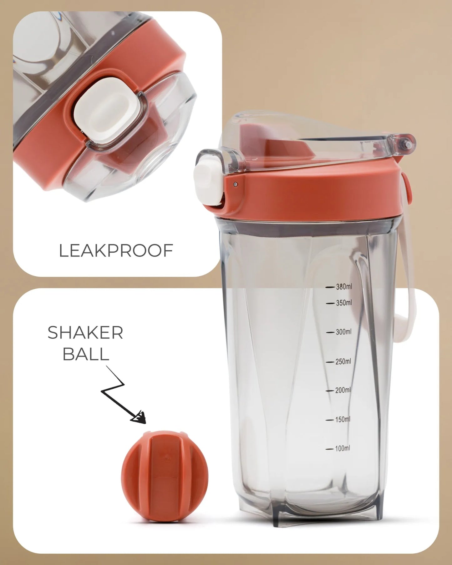 Protein Shaker Bottle Brown – 380ml – TUFULA