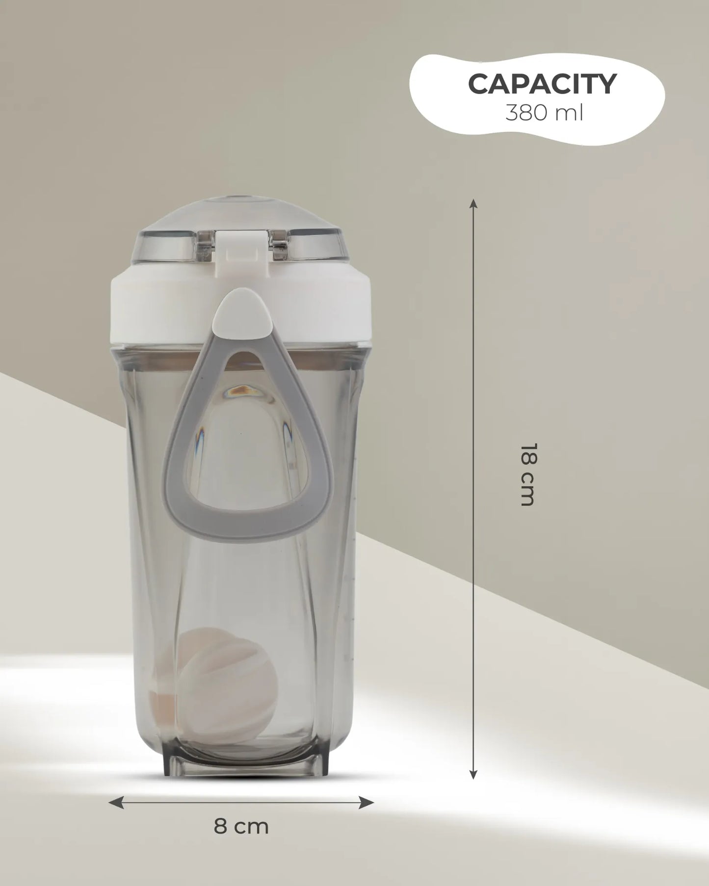 Protein Shaker Bottle Offwhite – 380ml – TUFULA