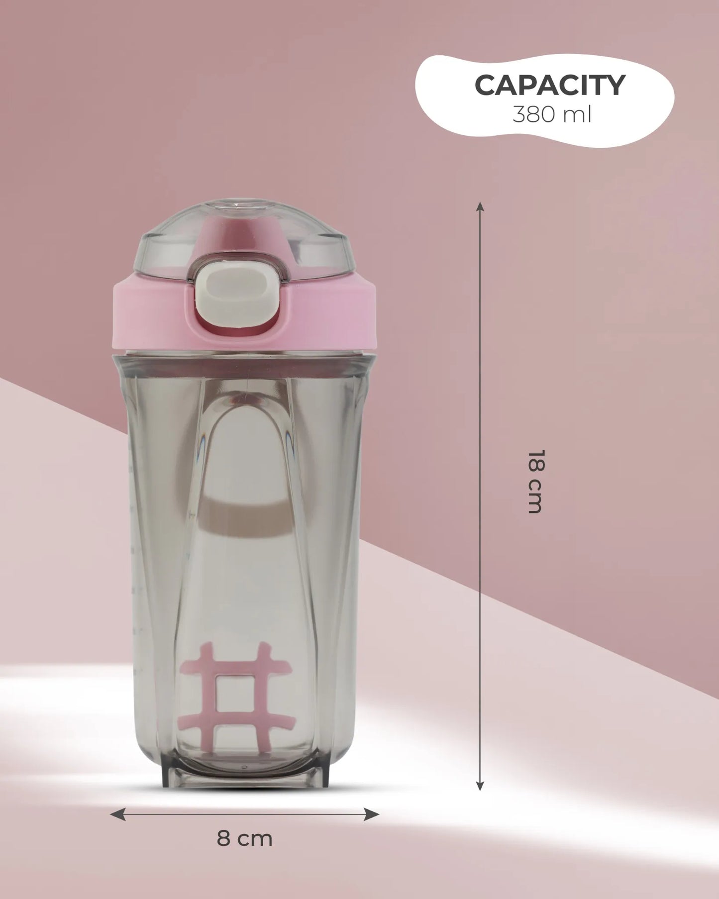 Protein Shaker Bottle Pink – 380ml – TUFULA