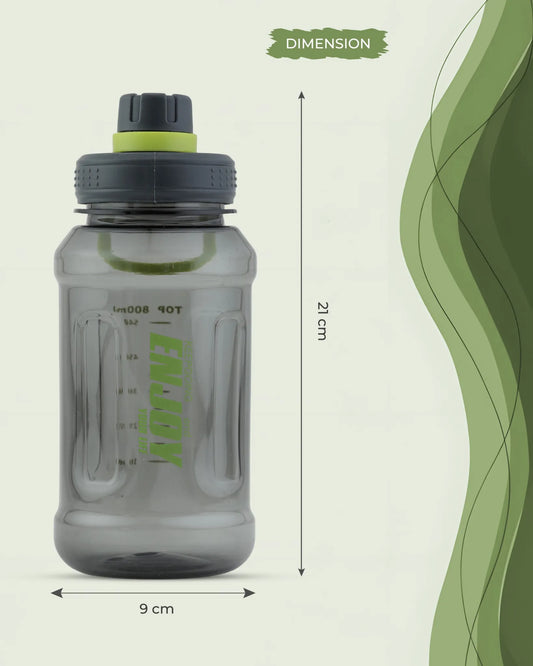 Transparent Motivational Water Bottle Green – 800ml – Quote Print – TUFULA