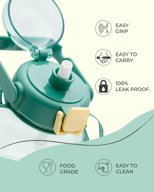 Sticker Water Bottle Green – 500ml – DIY Kids Bottle with Lock Lid – TUFULA