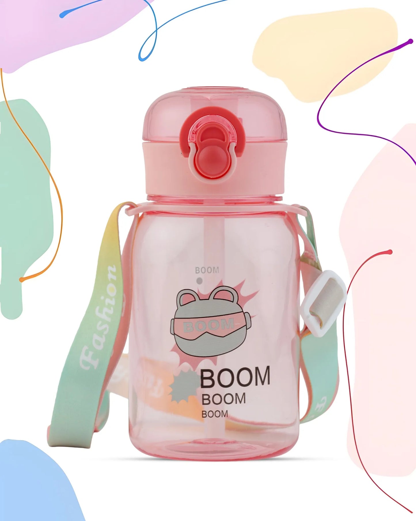 Smart Printed Water Bottle Pink – 500ml – BPA-Free Kids Bottle – TUFULA