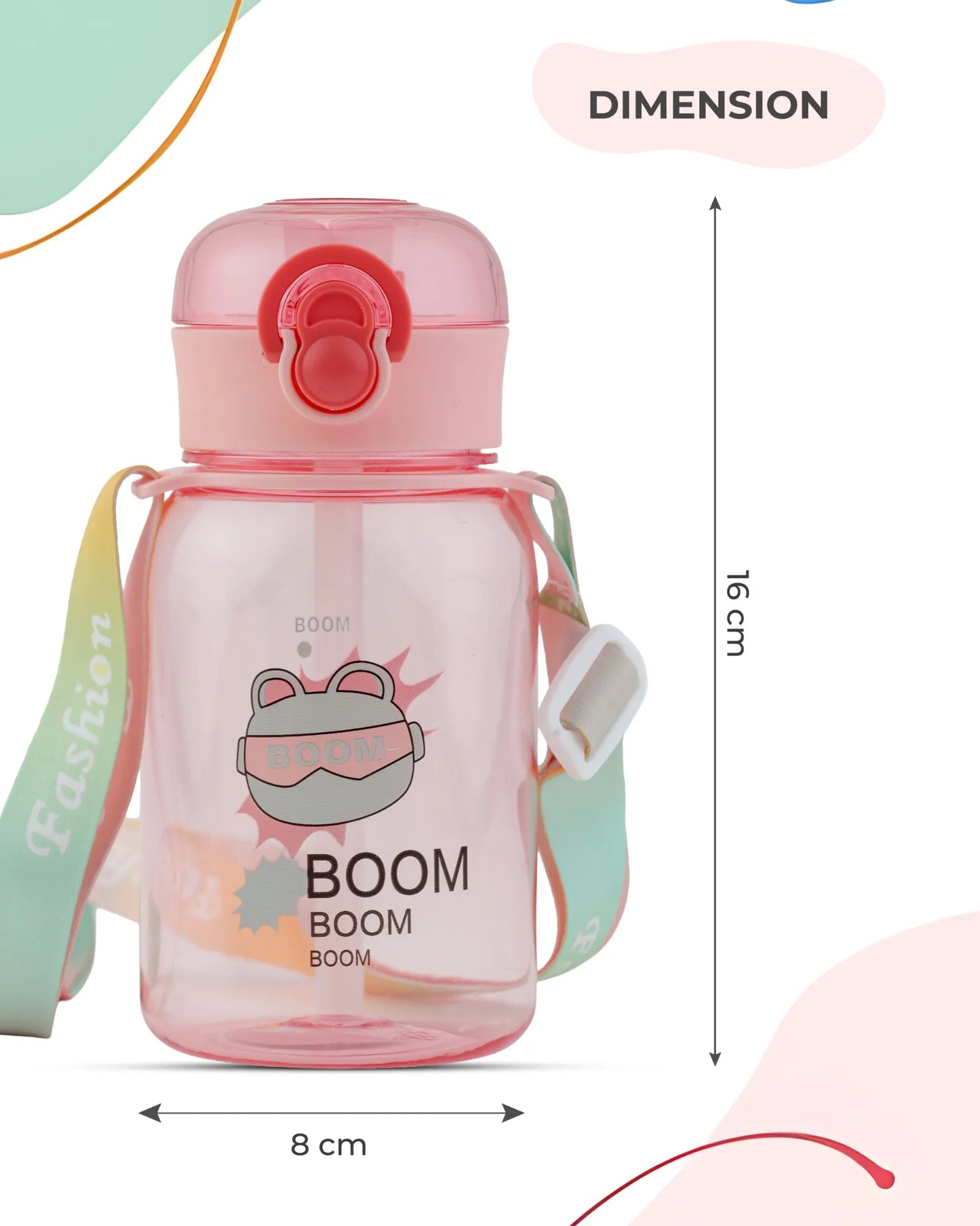 Smart Printed Water Bottle Pink – 500ml – BPA-Free Kids Bottle – TUFULA