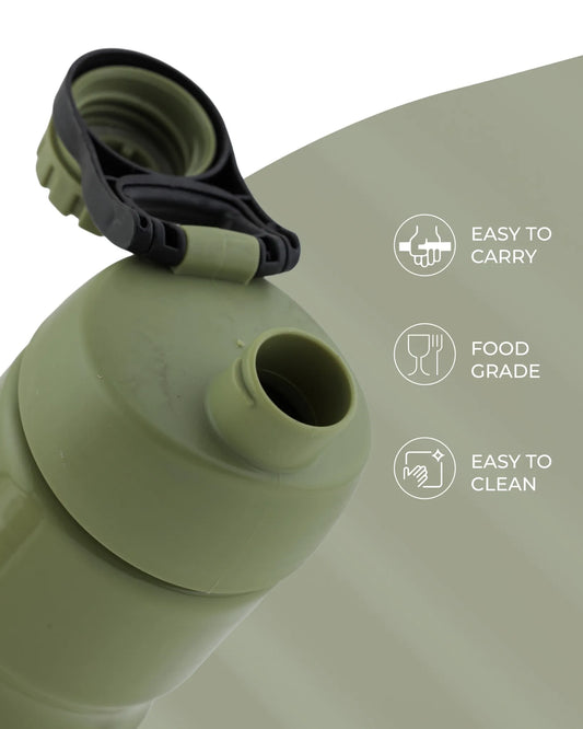 Army Camo Water Bottle Green – 700ml – Flip Lid BPA-Free – TUFULA