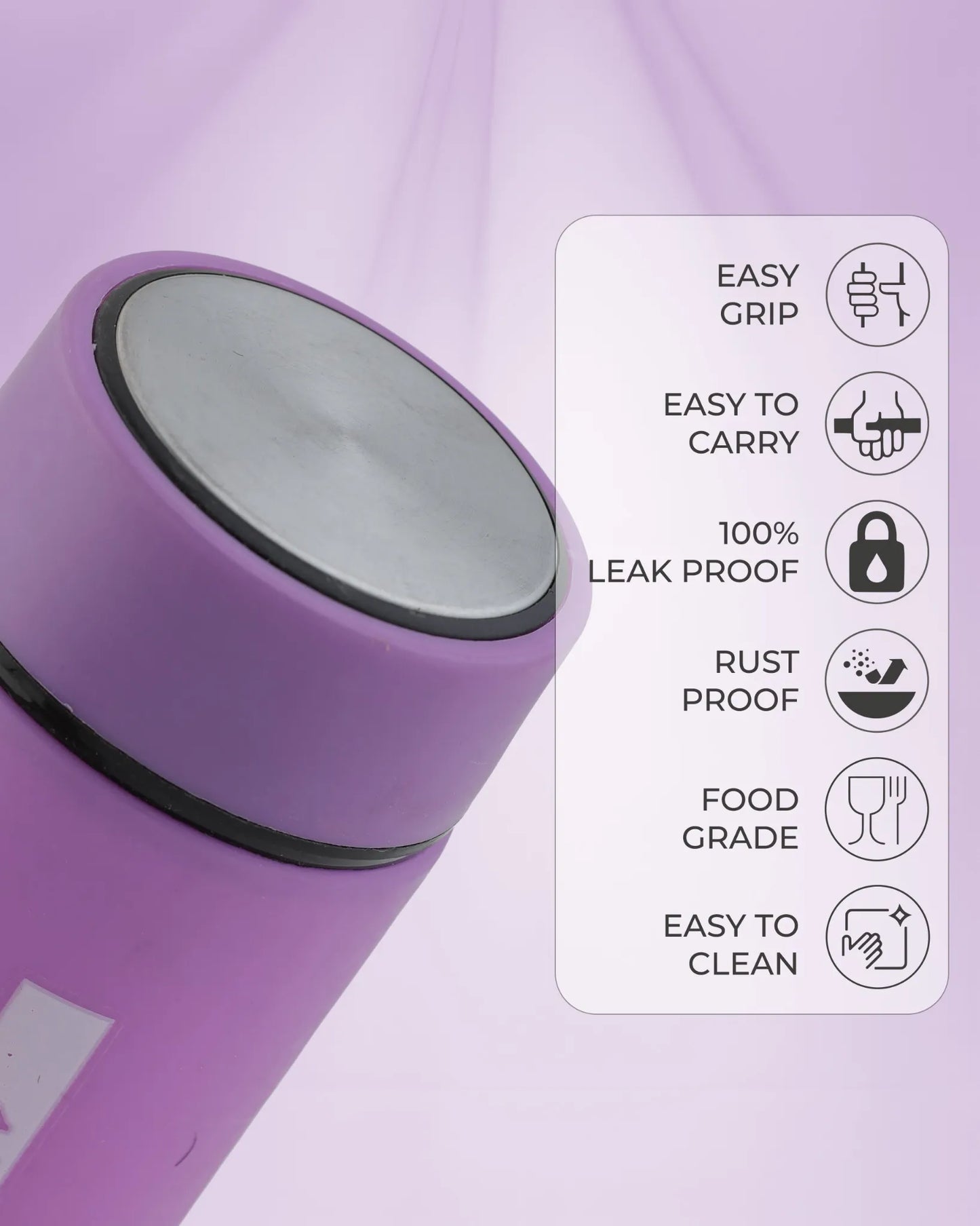 Insulated Thermo Bottle Purple – 500ml Stylish Leak-Proof Glass Bottle
