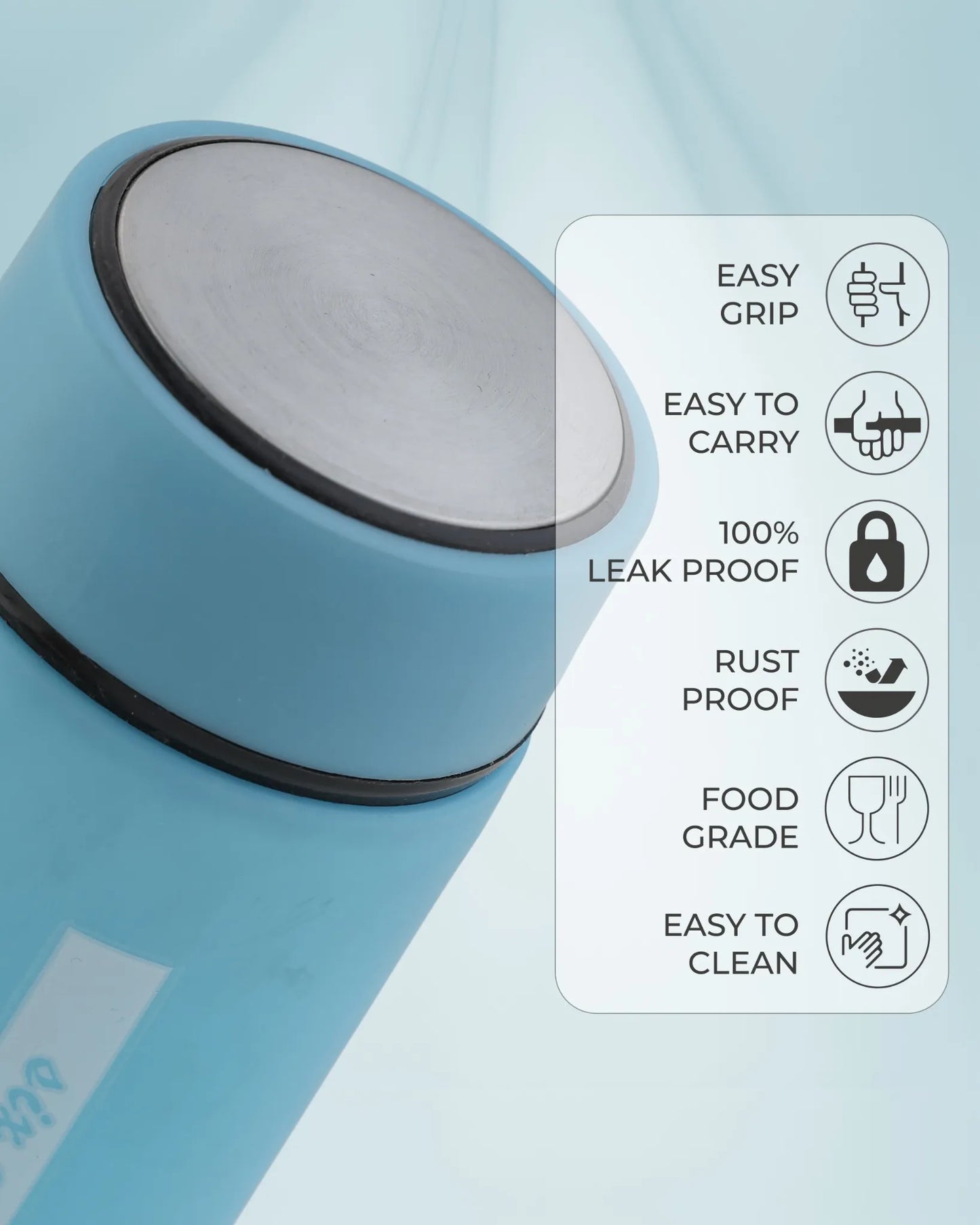 Insulated Thermo Bottle Skyblue – 500ml Elegant Glass Thermo Bottle
