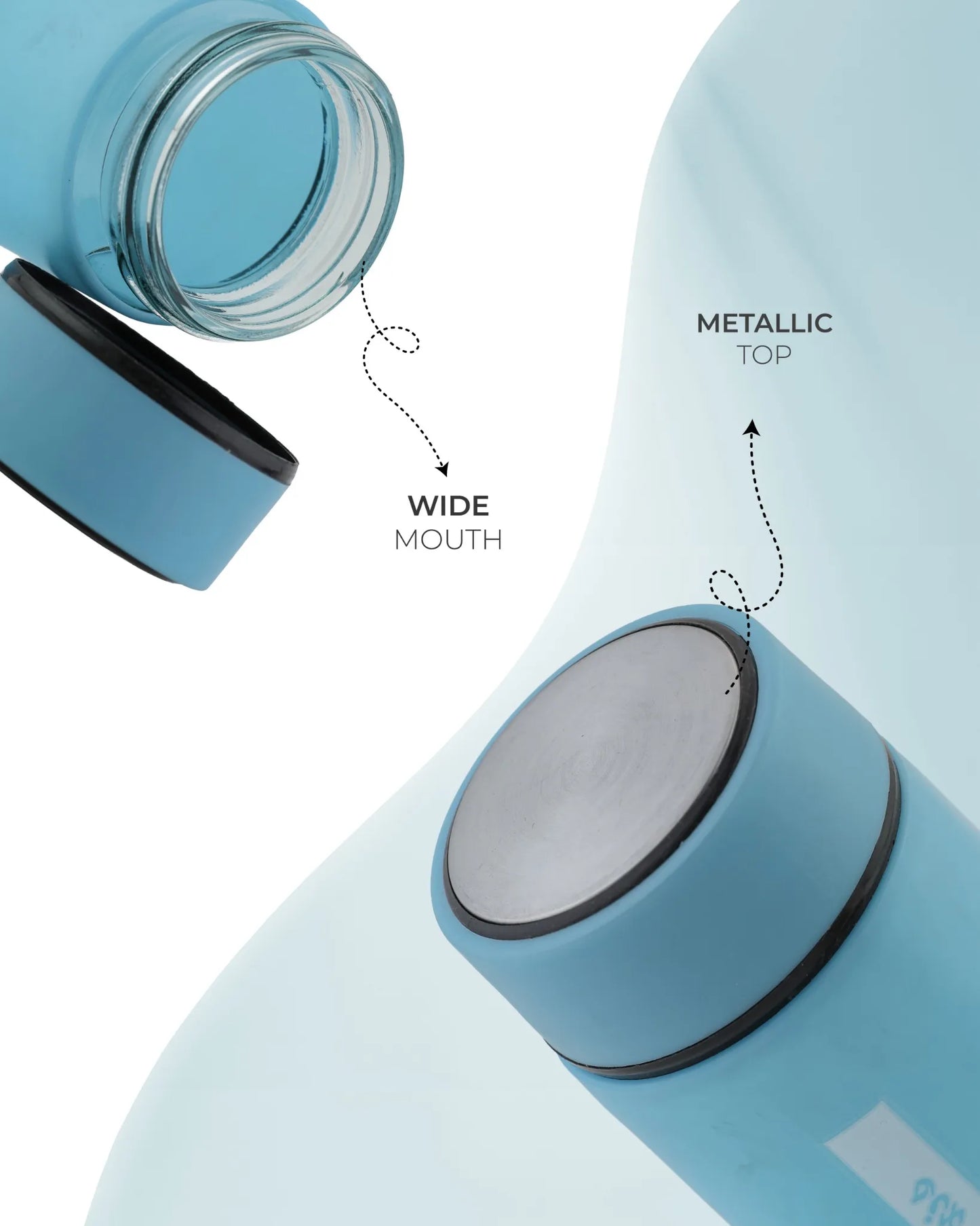 Insulated Thermo Bottle Skyblue – 500ml Elegant Glass Thermo Bottle