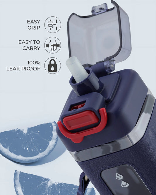 Transparent Sport Bottle Blue – 700ml Flip Lid & Scale