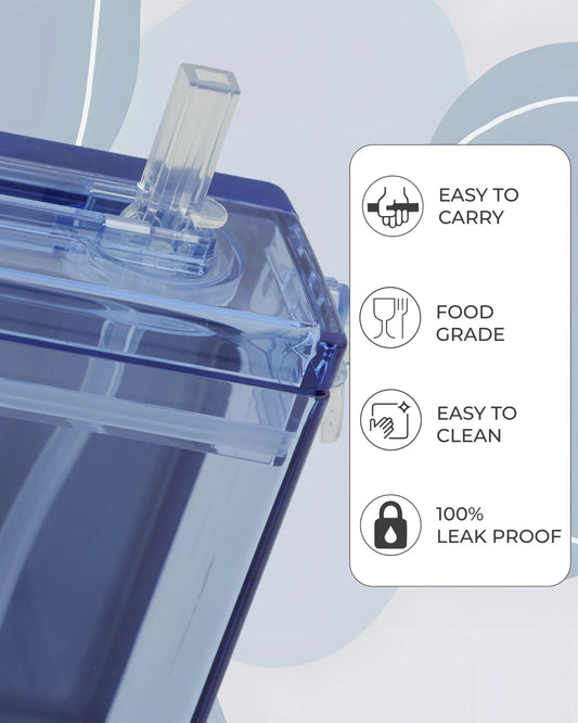 Square Blue Hydration Bottle – 300ml BPA-Free & Leak-Proof