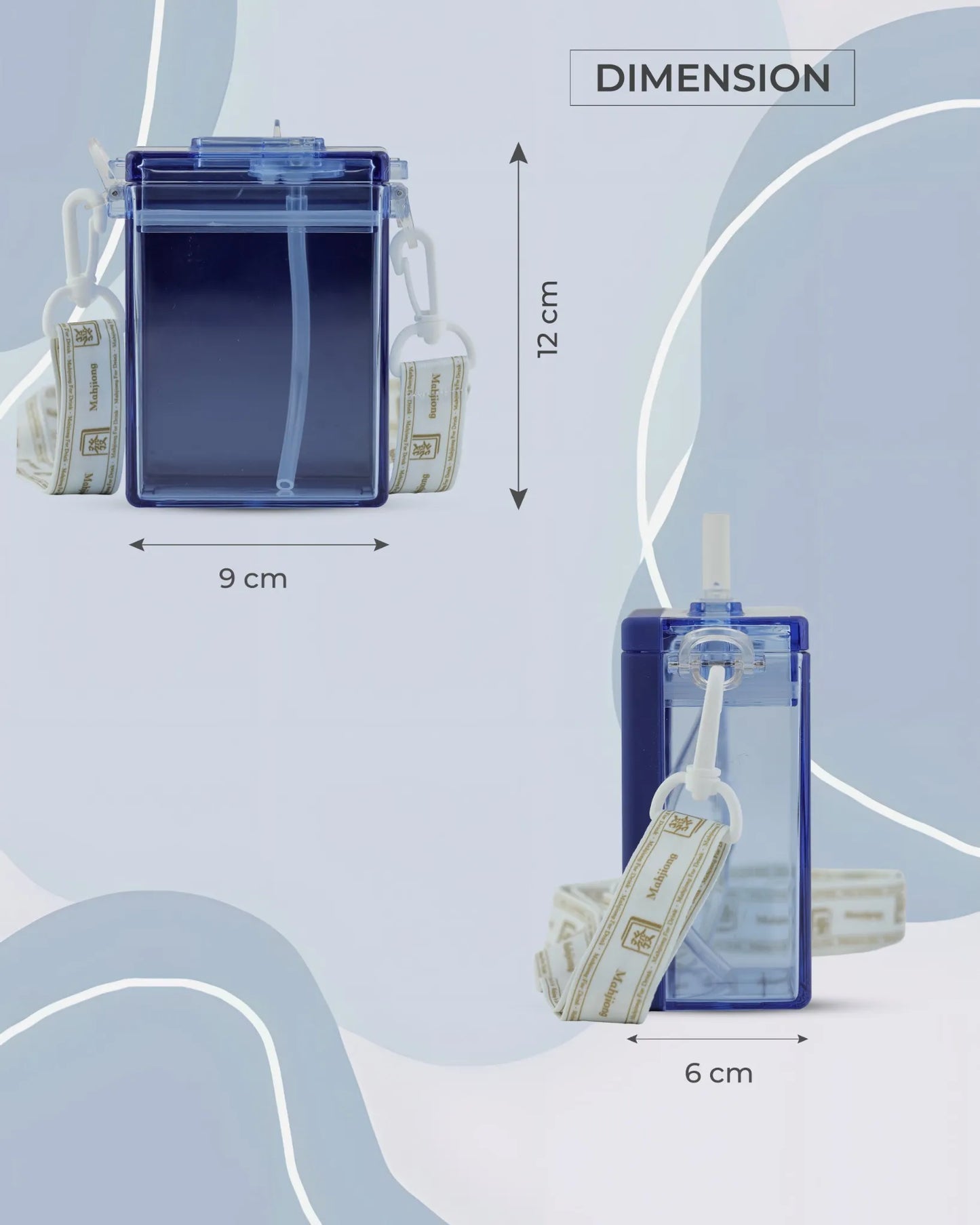Square Blue Hydration Bottle – 300ml BPA-Free & Leak-Proof