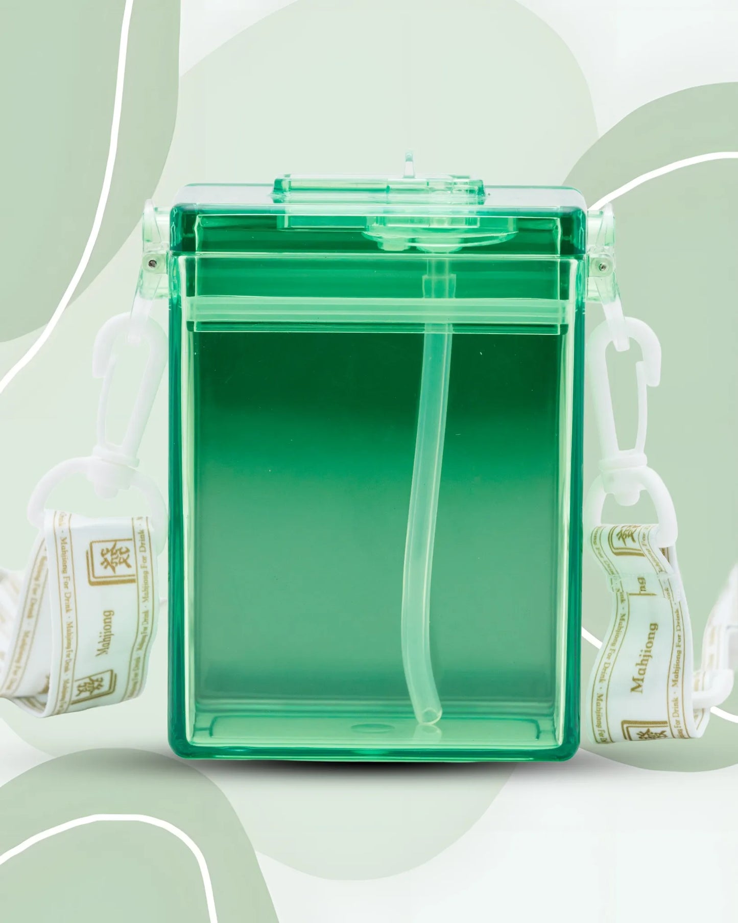 Square Green Water Bottle – 300ml Food-Grade Plastic