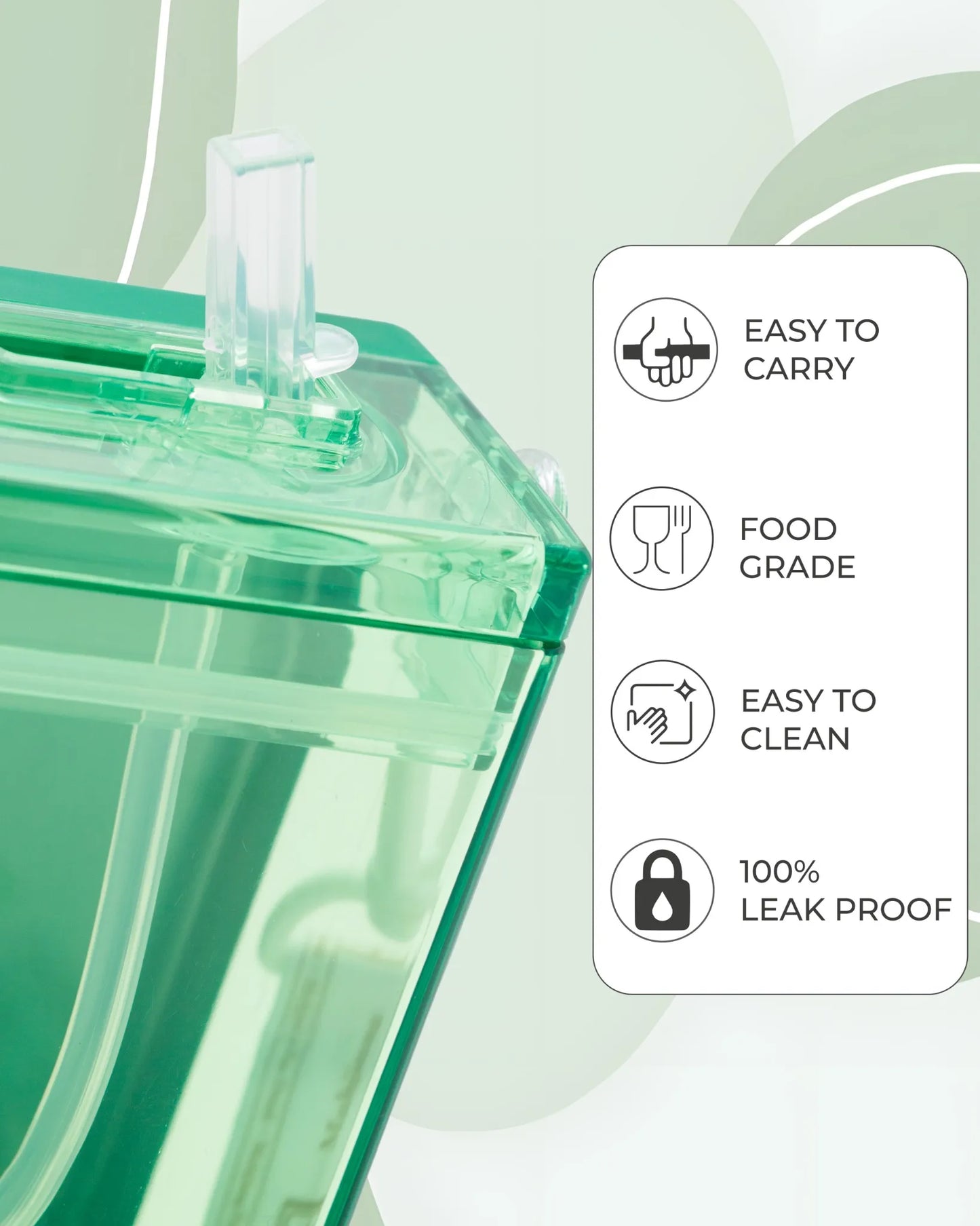 Square Green Water Bottle – 300ml Food-Grade Plastic