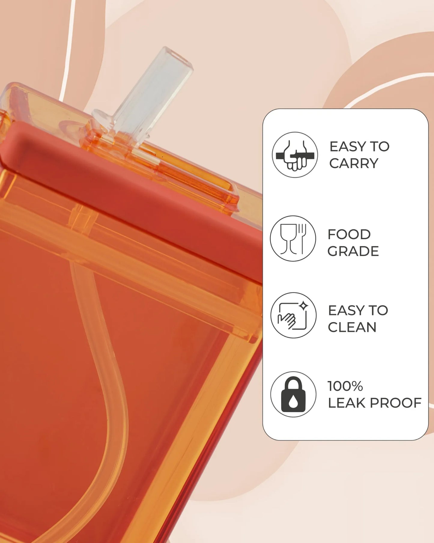Square Orange Bottle for Kids – 300ml Easy Carry