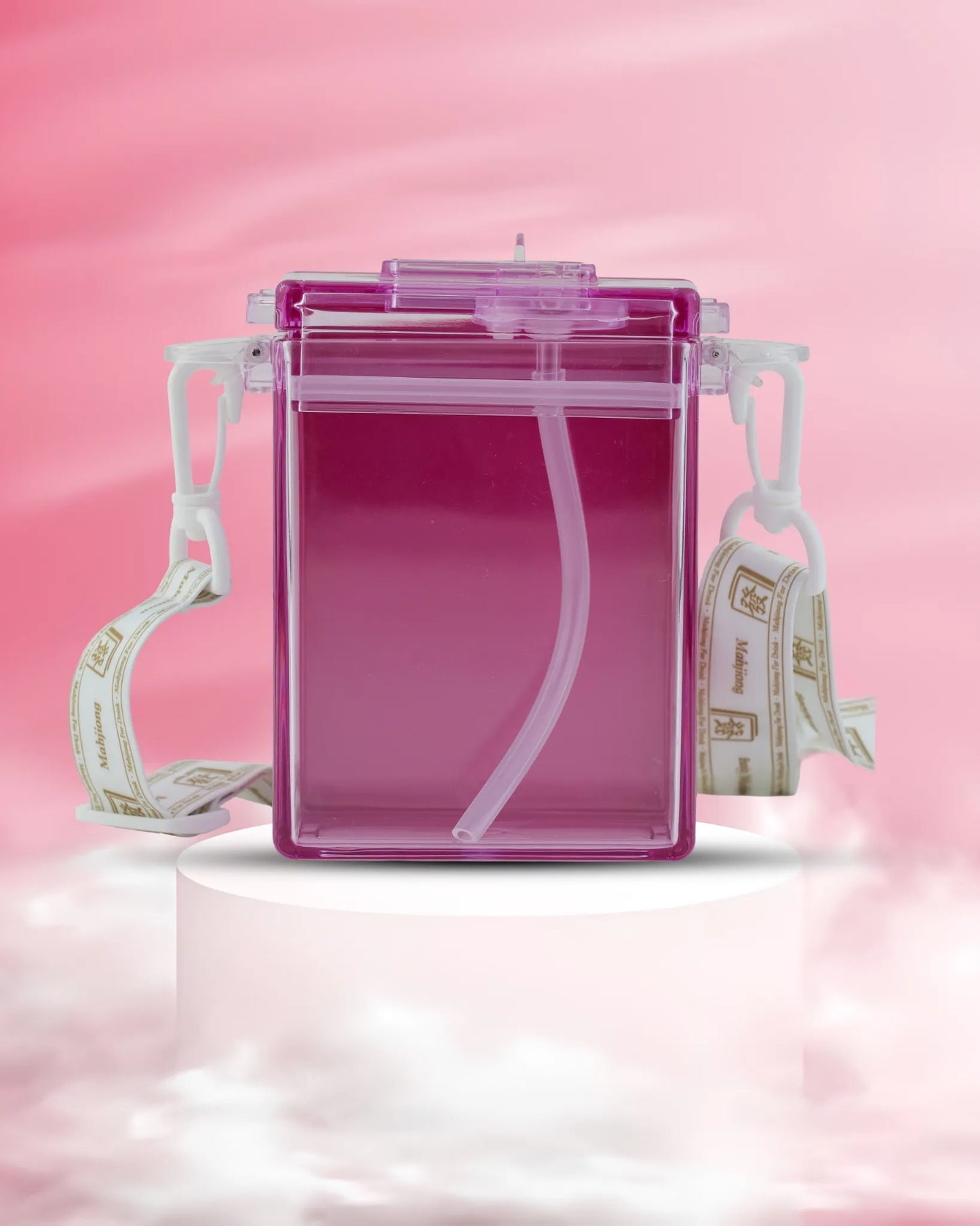 Square Pink Hydration Bottle – 300ml Compact Water Sipper
