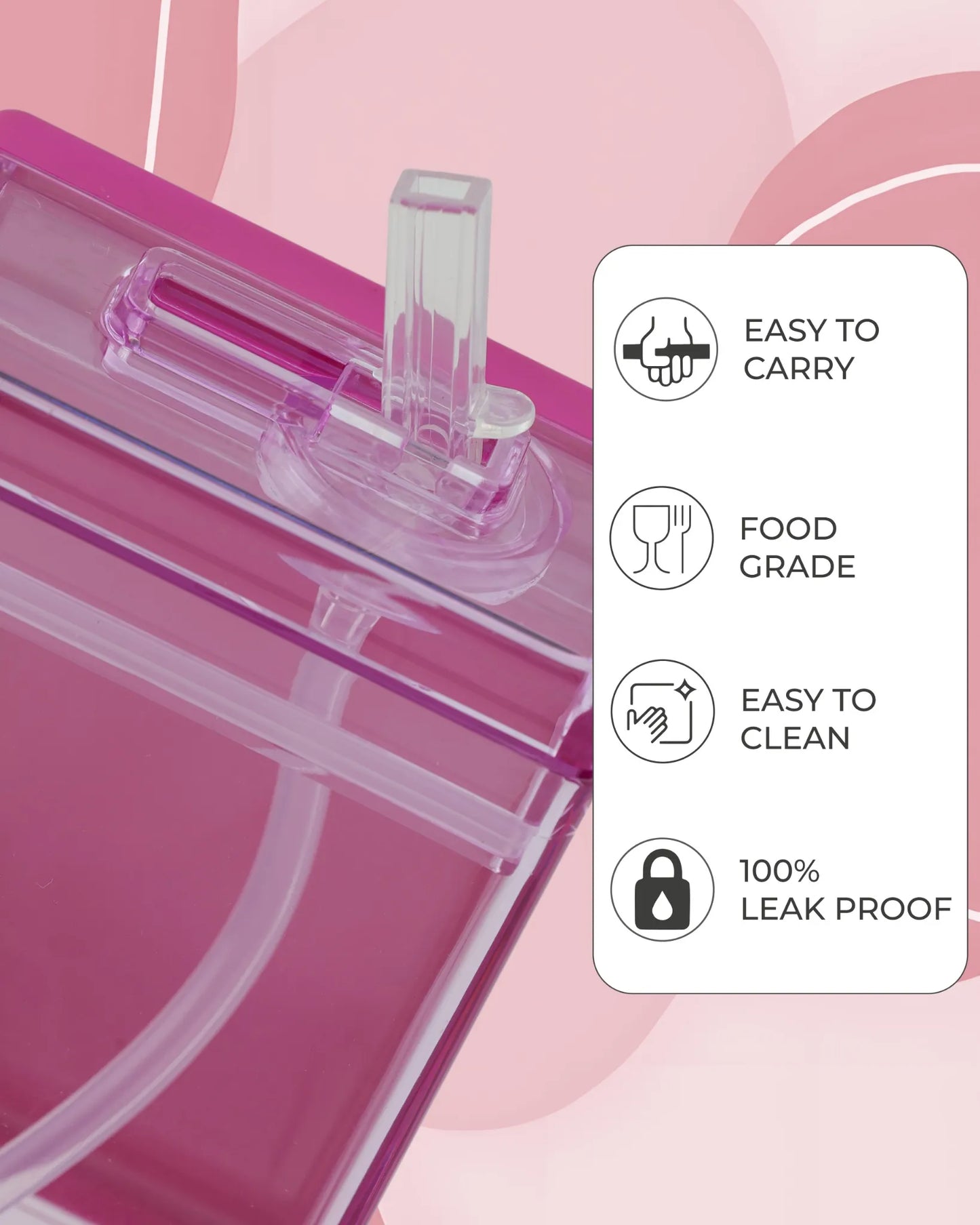 Square Pink Hydration Bottle – 300ml Compact Water Sipper