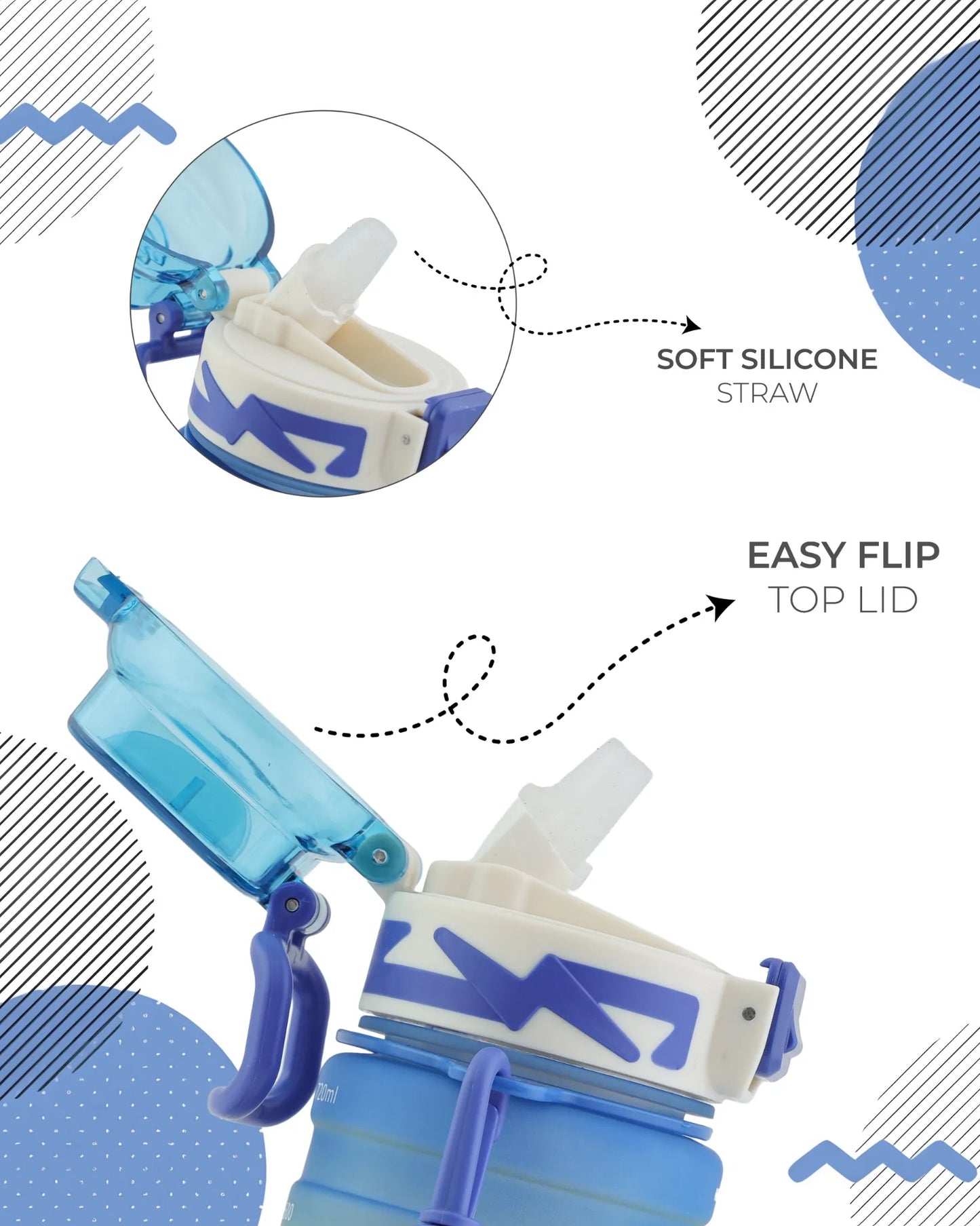 Blue Motivational Hello Bottle – 300ml Hydration Tracker