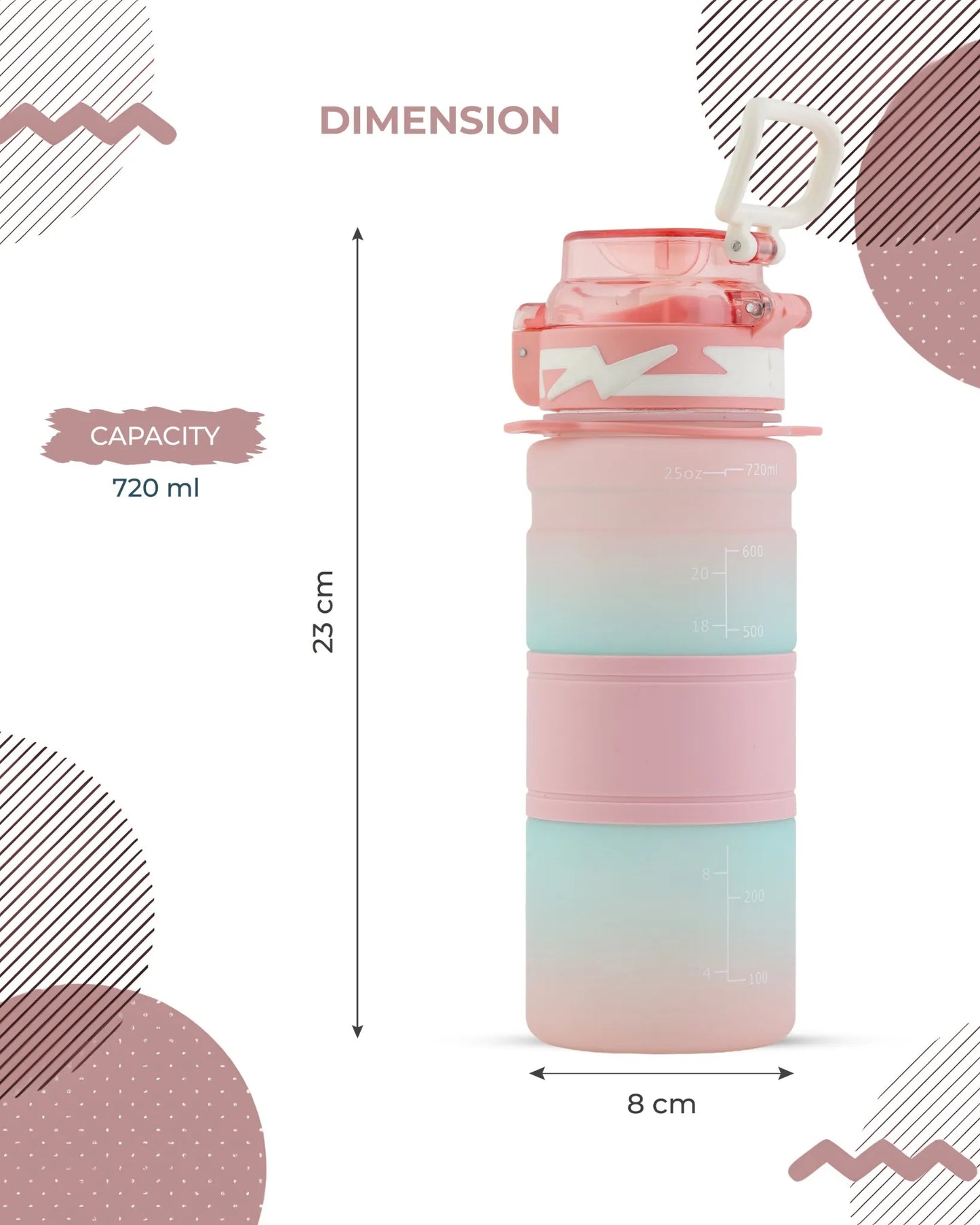 Pink Hello Water Bottle – 300ml with Strap