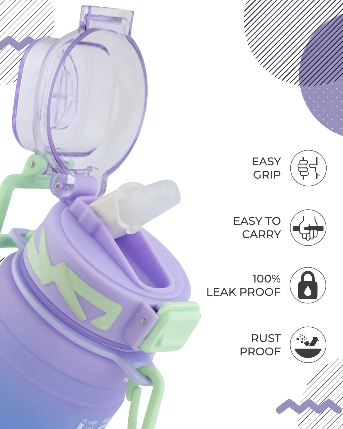 Purple Time-Marked Hello Bottle – 300ml BPA-Free