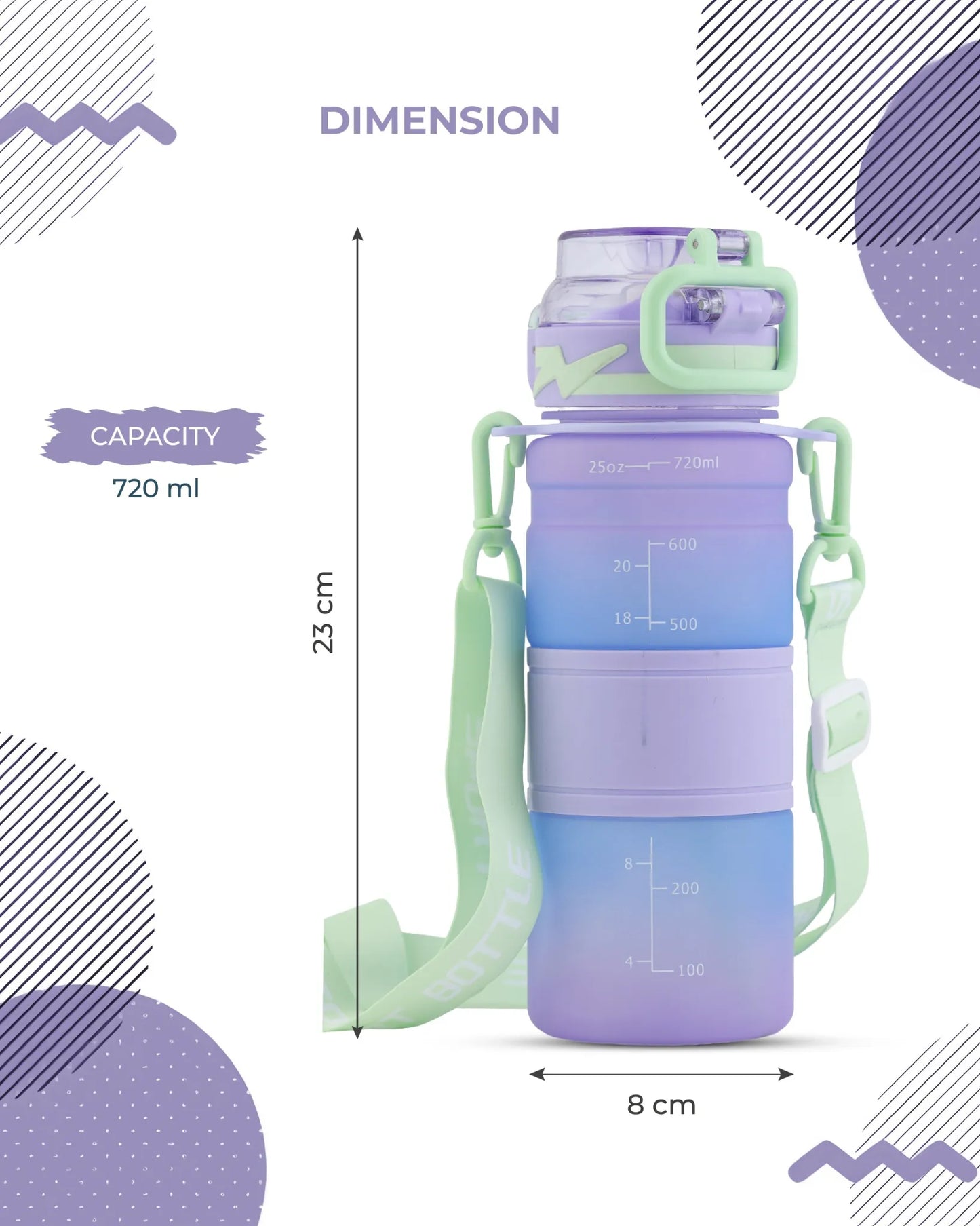 Purple Time-Marked Hello Bottle – 300ml BPA-Free