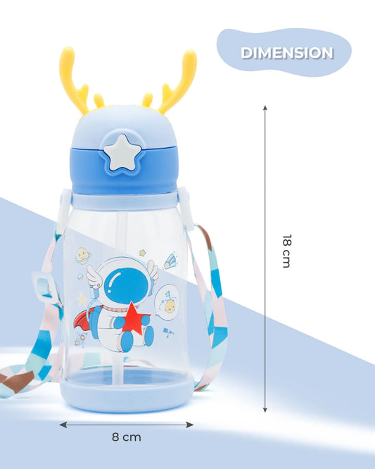 Blue Astronaut Kids Water Bottle with Straw and Antler Lid – 500ml