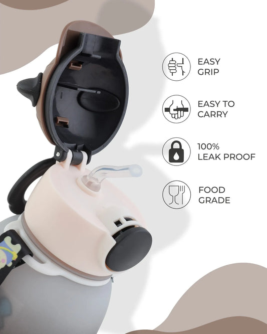 Black Naughty Bear Water Bottle with Strap – 350ml