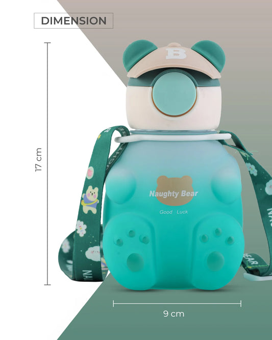 Green Naughty Bear Paw Water Bottle for School – BPA-Free