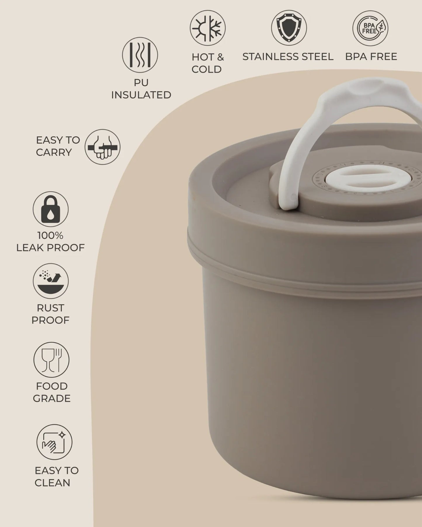 Brown Square Transparent Lunch Box with Spoon – BPA-Free – TUFULA
