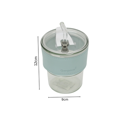 Reusable glass coffee sipper mugs with lid and multipurpose drinking glasses tumbler with leather cover