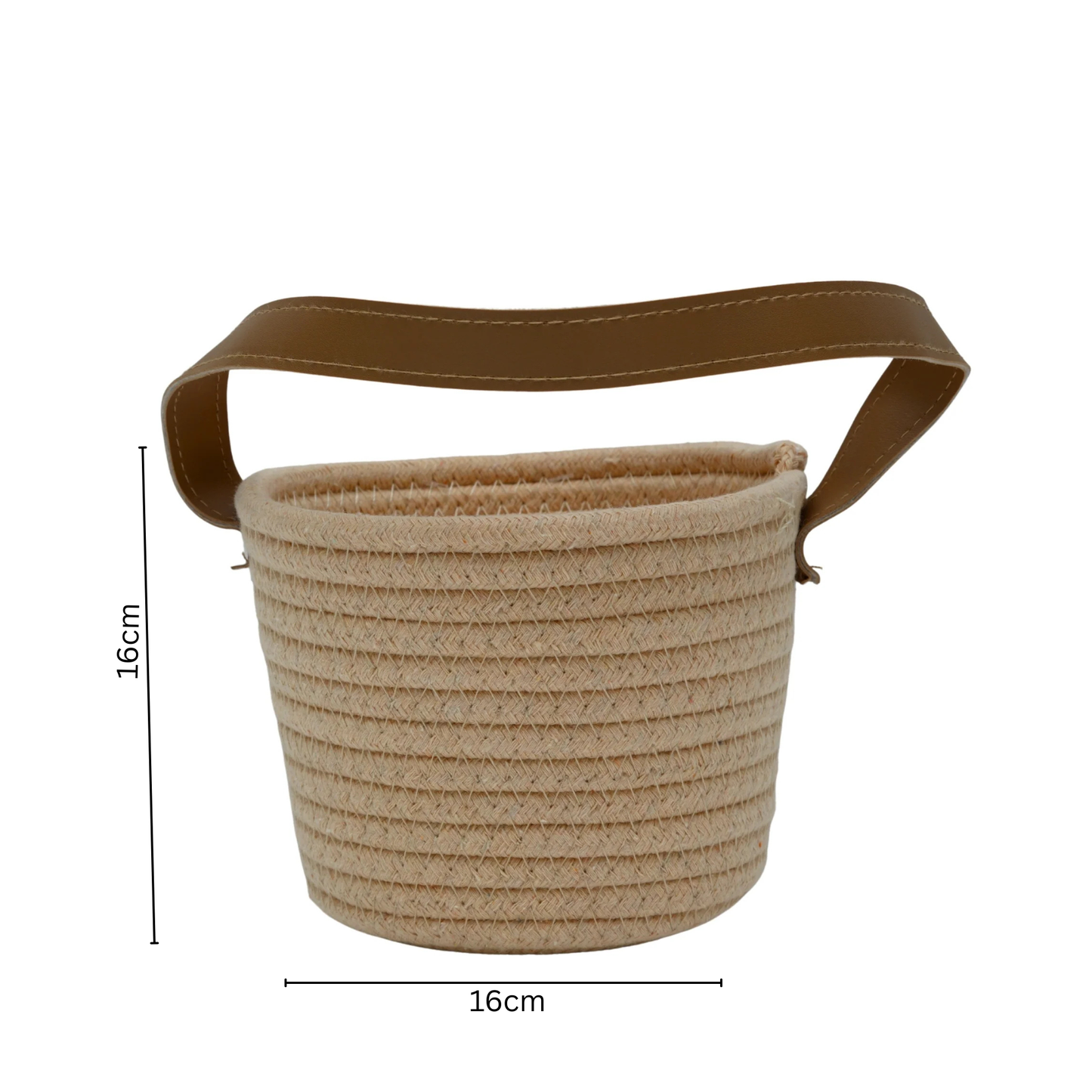 Cotton rope storage basket with handle