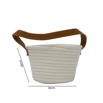Cotton rope storage basket with handle