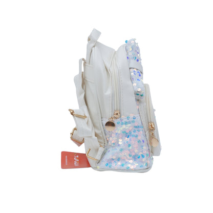 White Fancy Bag With Sparkle Designs For Girls