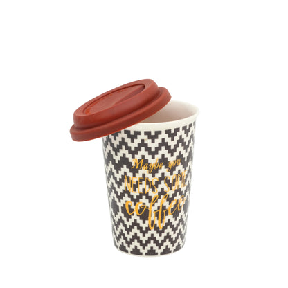 Kookee Ceramic Coffee & Tea Tall Tumbler with Silicone Lid