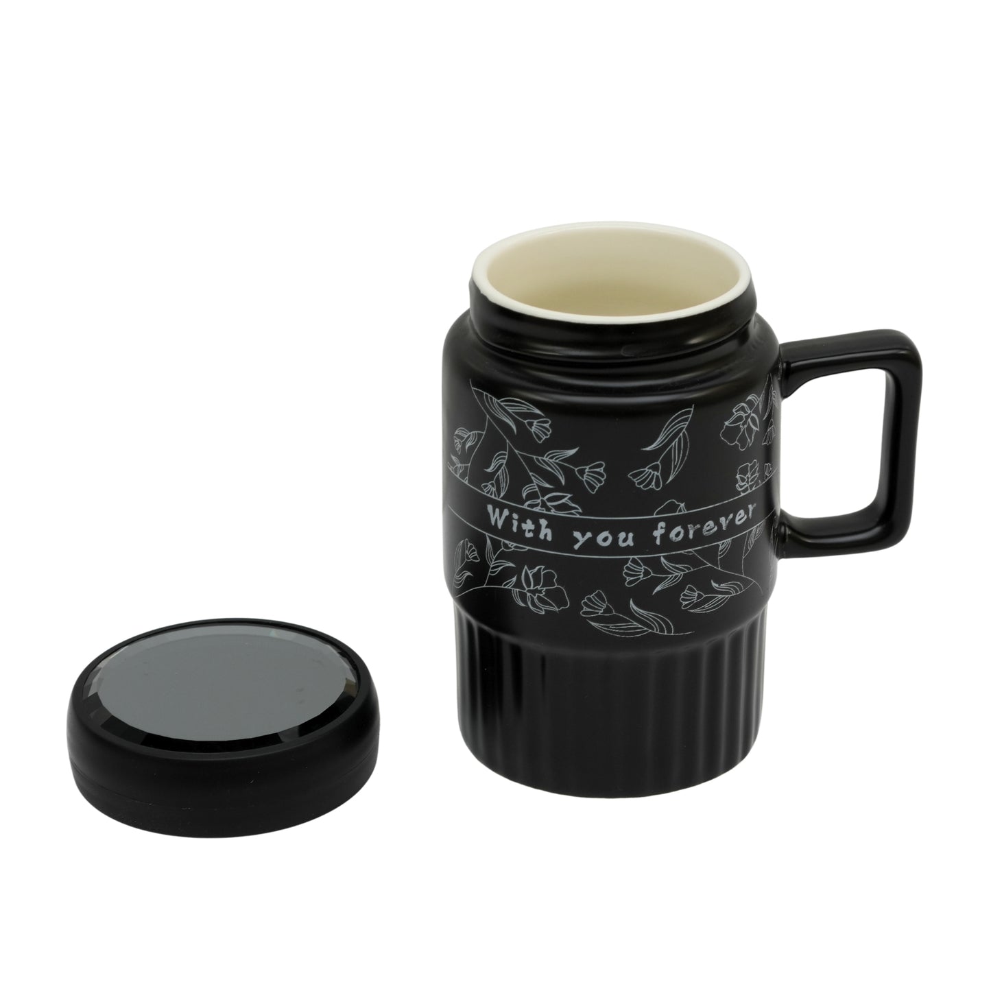 "With You Forever" Premium Ceramic Coffee Mug with Mirror Lid